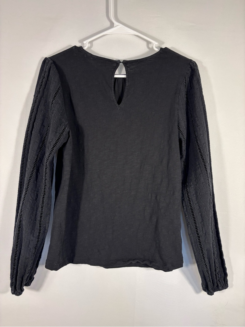 Boden Black Lace Sleeve Blouse Boho Cottagecore Balloon Sleeve  Size 6